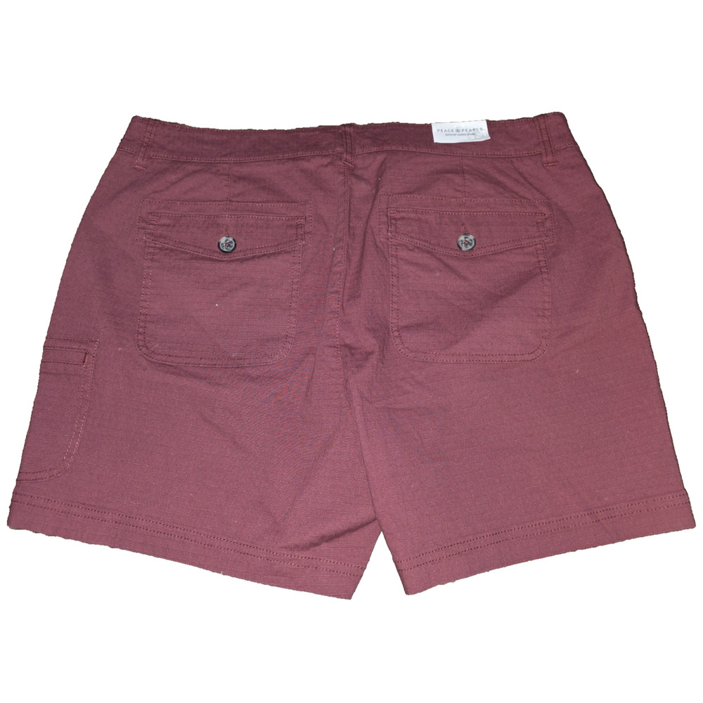 Peace Pearls Women’s Red Ripstop Cargo Style Shorts Size 12 M014B - Picture 2 of 5